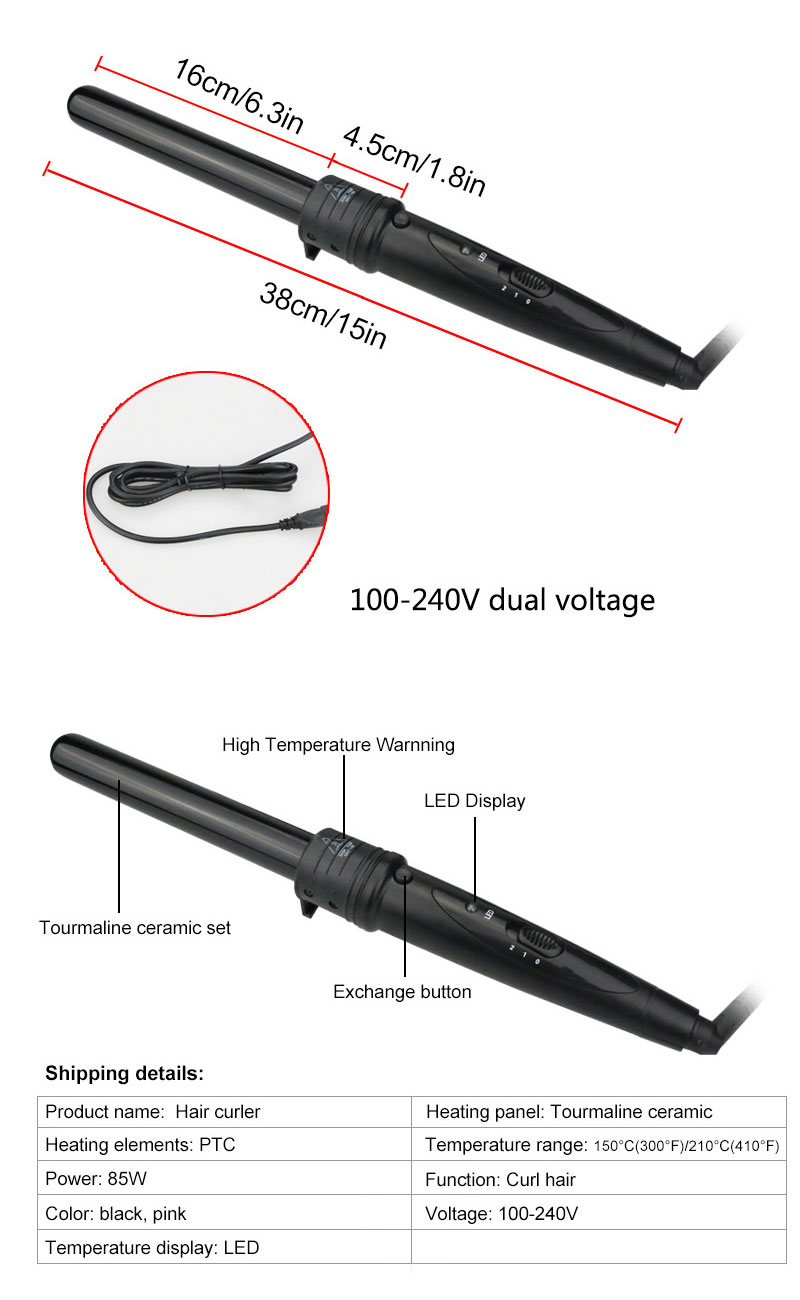 5 in 1 Professioneller Lockenstab für Haare, Wellenform, Birnen-Blumenkegel, elektrischer Lockenwickler, Lockenstab_voghion.com