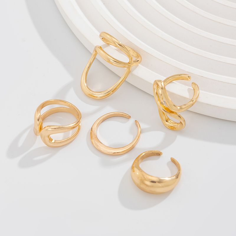 ins liquido linea geometrica anello aperto nicchia design irregolare lava anello mano gioielli donna_voghion.com