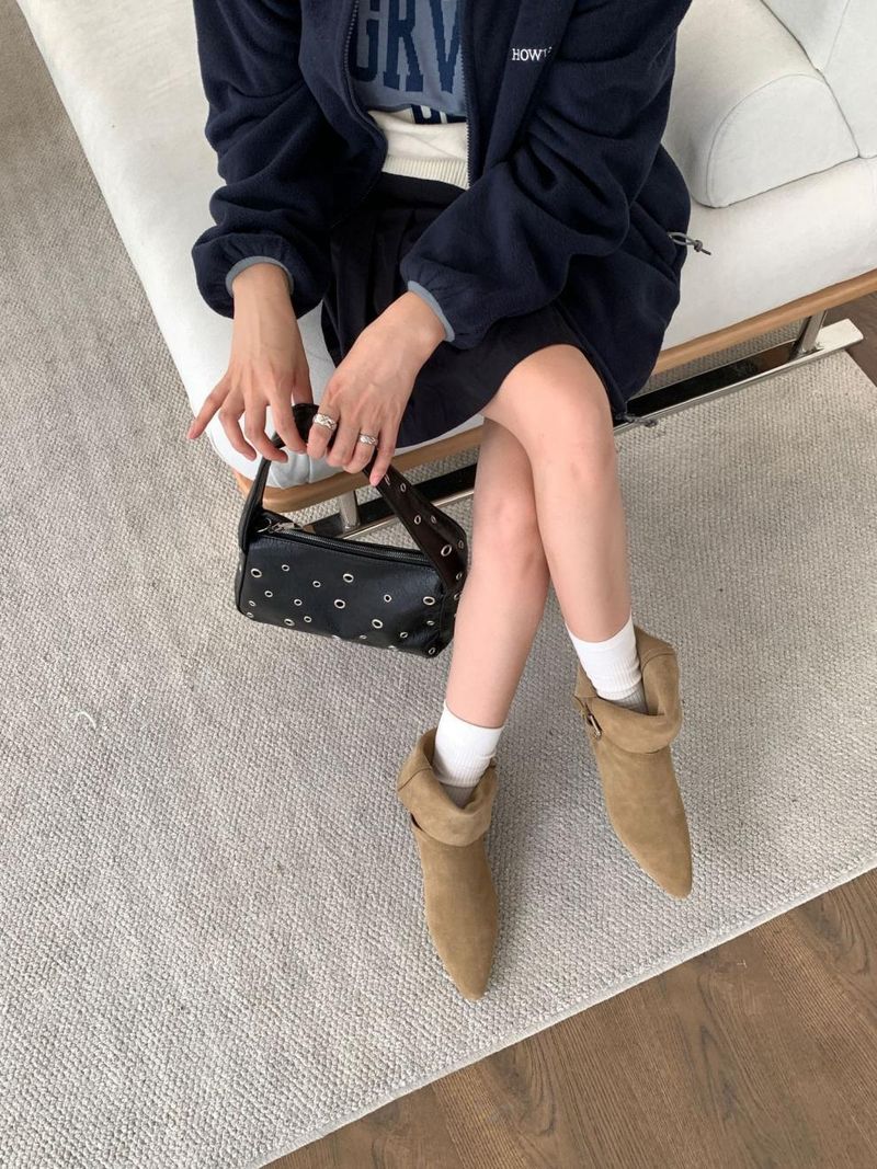 Stivali da equitazione da cowboy western con tacco basso, stile western, stile retrò francese, reversibili, da donna, autunno inverno 2025_voghion.com