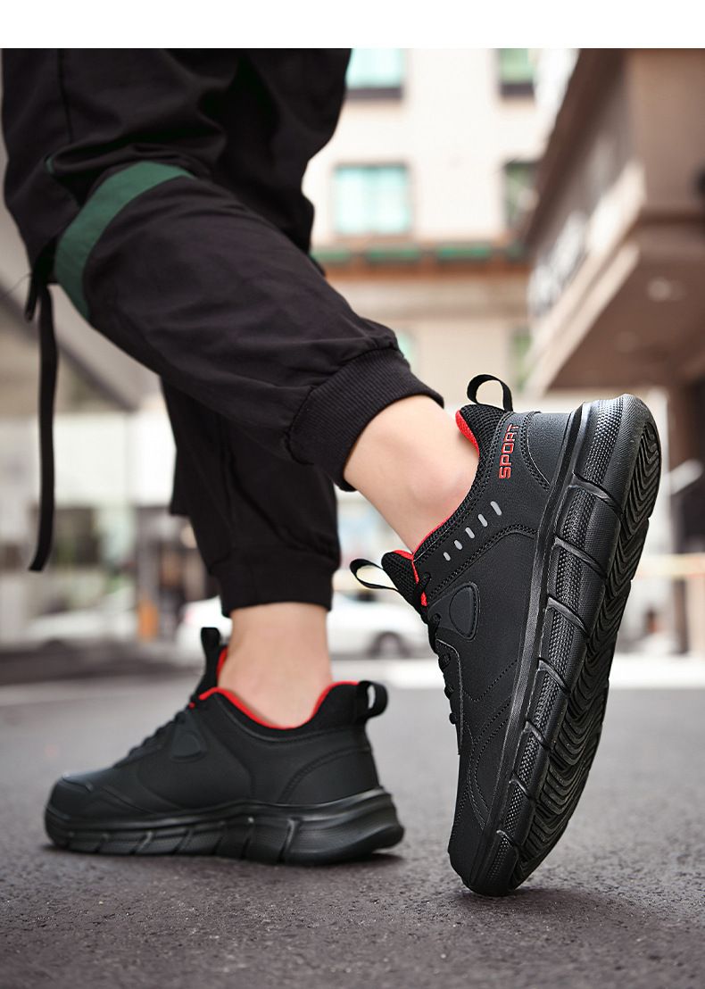 Herrenschuhe Laufschuhe mit Lederoberteil, lässige Sneakers für Studenten, Reiseschuhe mit weicher Sohle für Männer_voghion.com