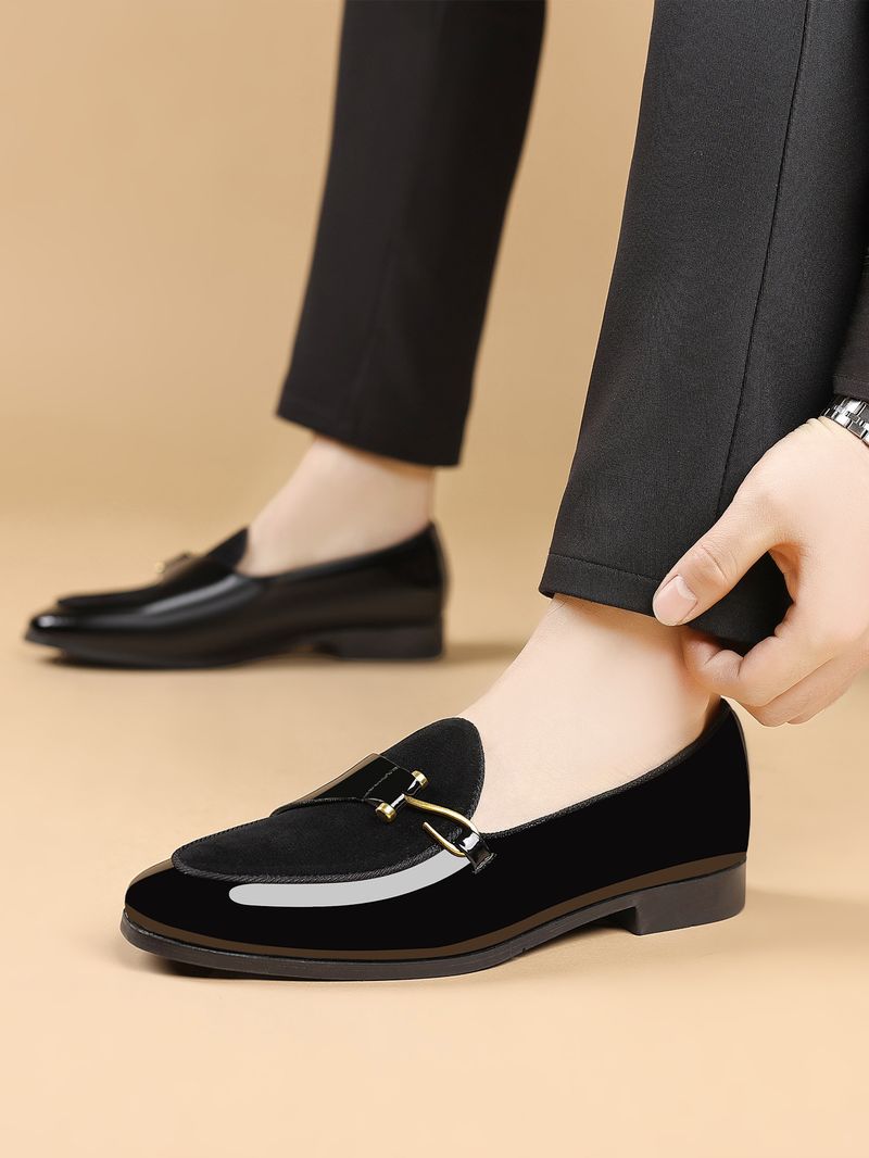 Mocassins décontractés à bout carré pour hommes avec boucle latérale - Chaussures professionnelles et élégantes pour les affaires et les loisirs (Pointures 40-48)_voghion.com