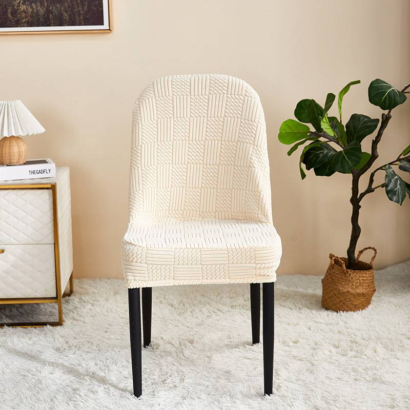 Thickened polar fleece jacquard curved chair cover all-inclusive universal dining table and chair protective cover household round stool cover_voghion.com
