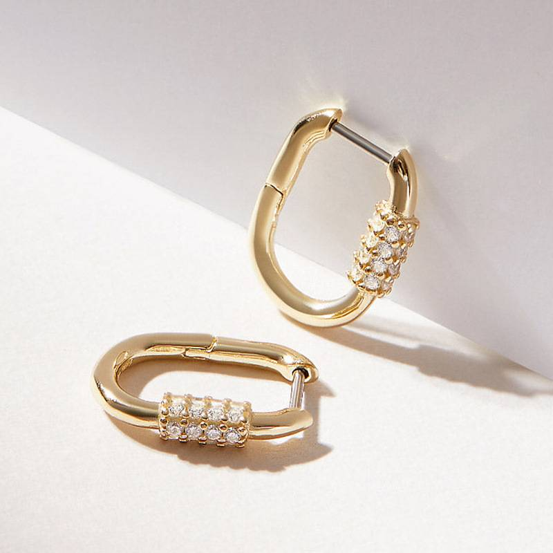 Orecchini a forma di U con zirconi intarsiati retrò francesi in argento S925, moda femminile, semplici orecchini geometrici quadrati versatili_voghion.com