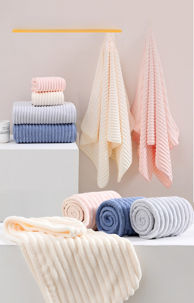 Serviette de bain en polaire douce et agréable pour la peau, bonnet pour cheveux secs, serviette de bain épaisse_voghion.com