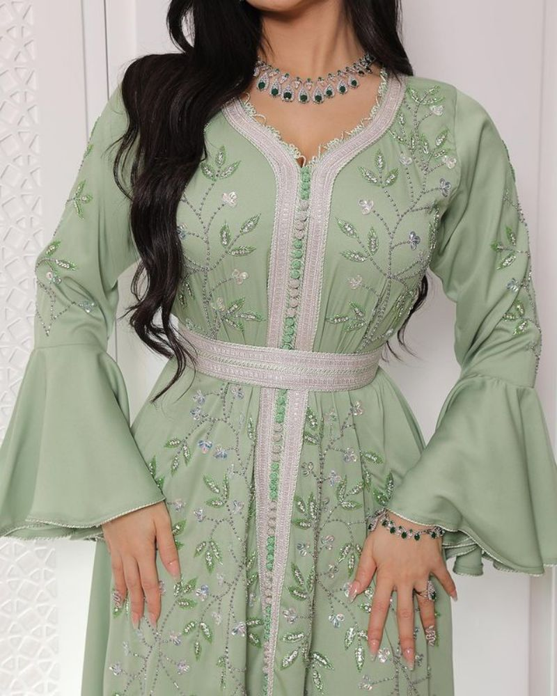 women's Clothing Hot Diamond Kaftan Robe Dress_voghion.com