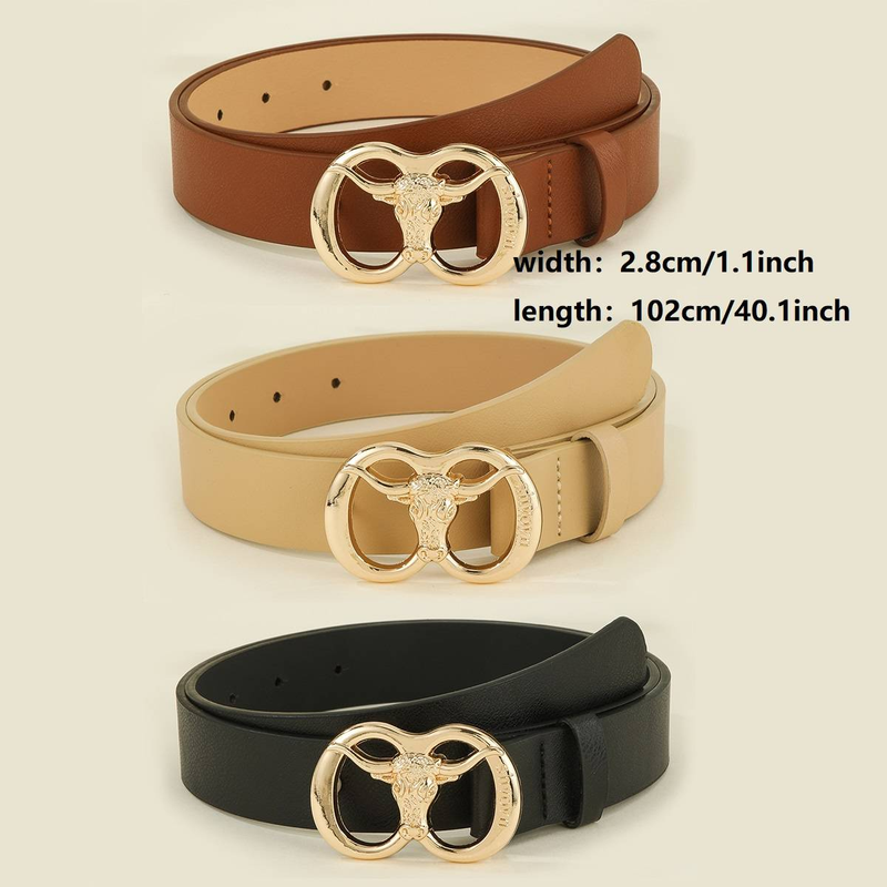 3 Pieces/new Texture Alloy Design PU Belt Suitable For Daily Versatile Use, Suitable For Vacation Gatherings, Casual Cute Cute Four Seasons_voghion.com