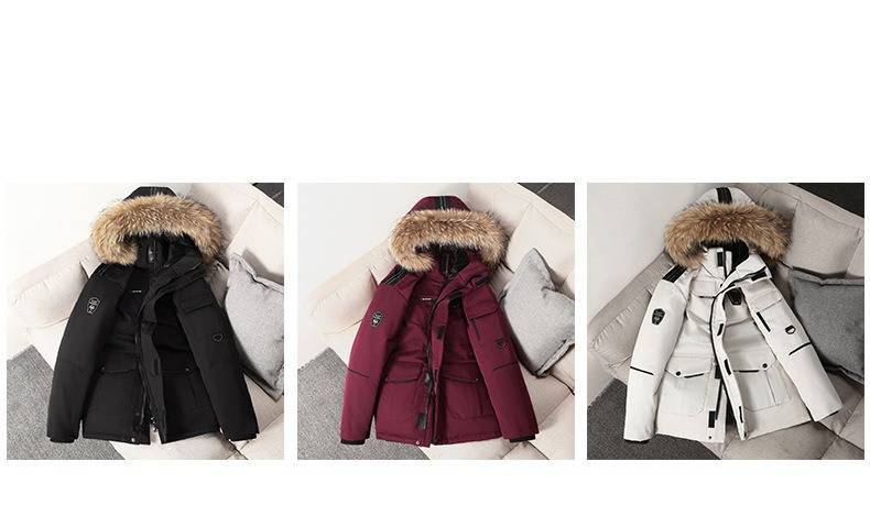 Parka larga de invierno con capucha – Abrigo unisex de estilo urbano (negro/blanco/burdeos, tallas XL-XXXXL)_voghion.com