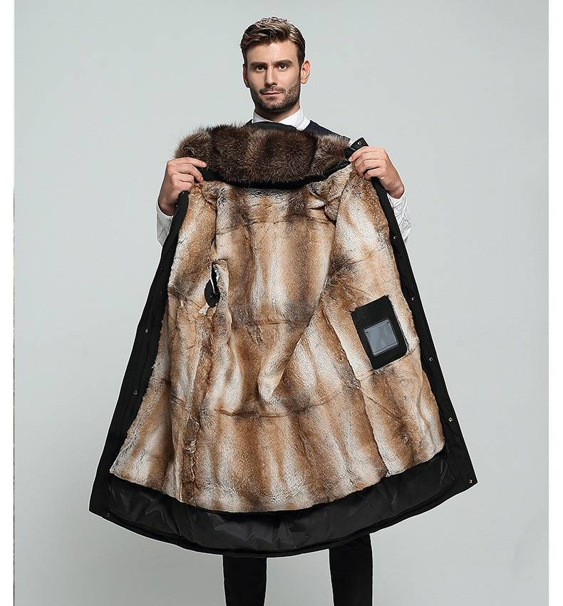Parka invernale da uomo con fodera in pelliccia di visone staccabile – Giacca impermeabile in piumino d'oca per freddo estremo (-30°C), cappotto oversize con cappuccio e multitasche_voghion.com