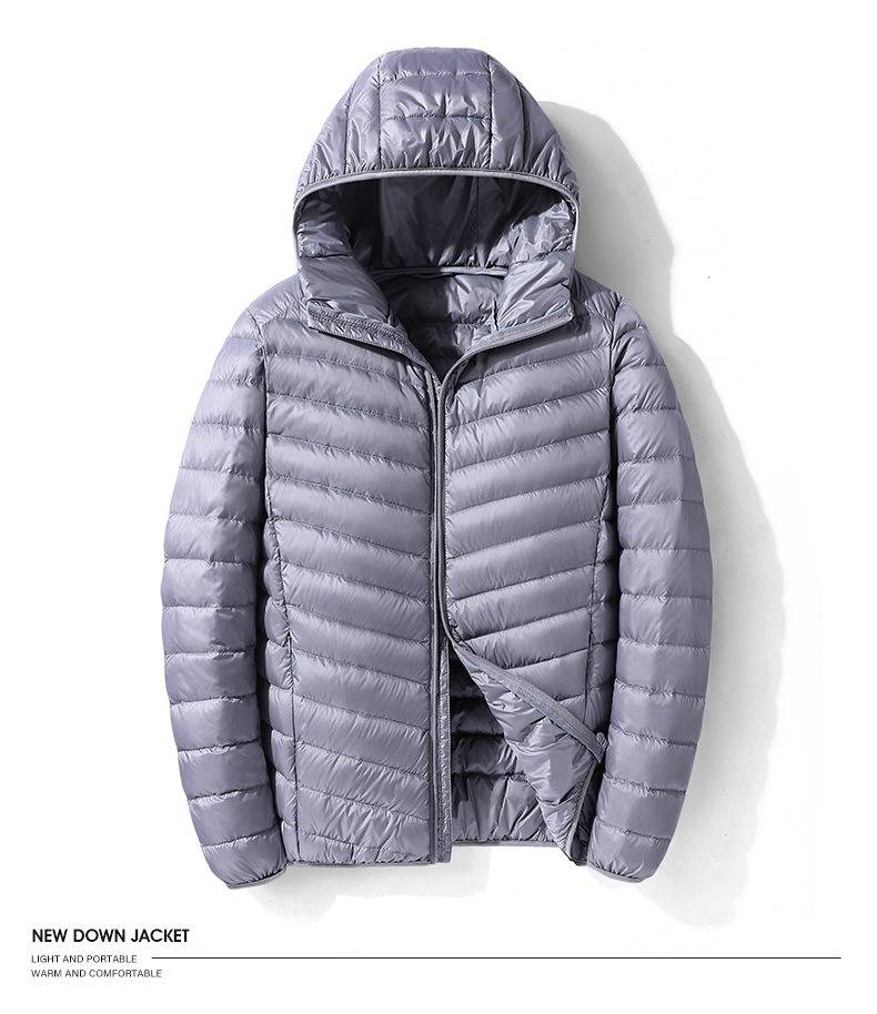 Piumino leggero con cappuccio da uomo e da donna, corto e imbottito per uno stile urbano, casual e versatile._voghion.com