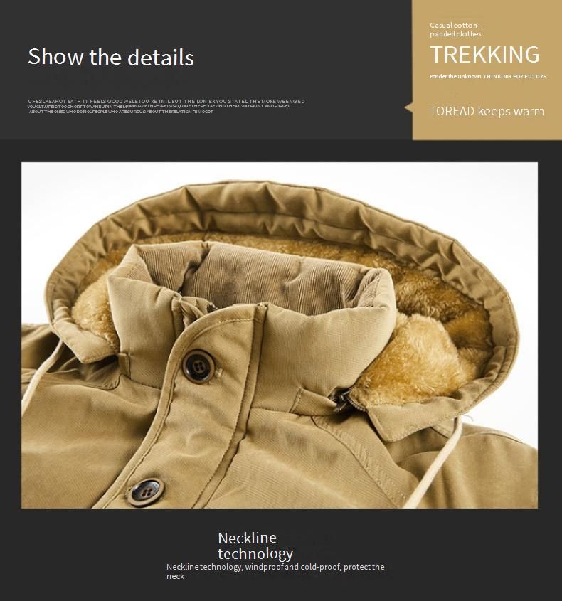 Giacca da lavoro da uomo con fodera in sherpa pesante - Guscio in poliestere invernale con tasche portaoggetti, taglia 5XL e cappuccio antipioggia (cachi/verde militare/blu navy)_voghion.com