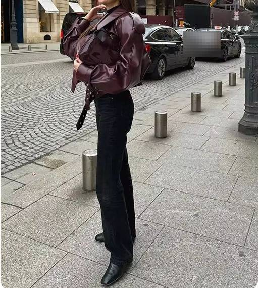 Giacca corta in similpelle con colletto a revers - Cappotto oversize streetwear per donna e uomo, capospalla casual alla moda_voghion.com