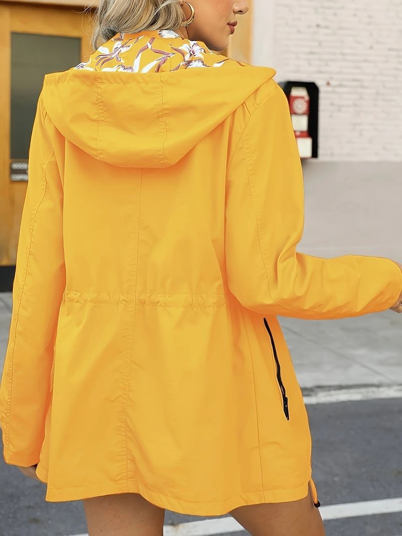 Waterdichte windjack voor dames – Slim fit regenjas met capuchon voor buiten en woon-werkverkeer (zwart/marineblauw/geel/blauw/rood, S-XXL)_voghion.com