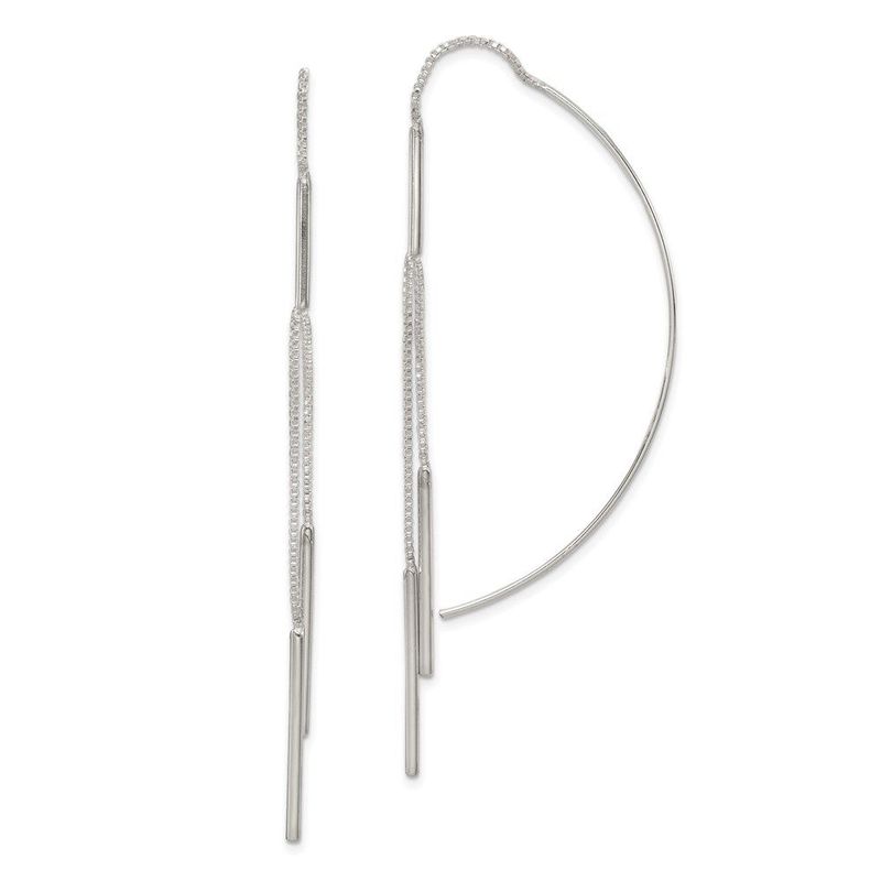 Sterling Silver Polished Multi-Strand Bar Threader Earrings_voghion.com