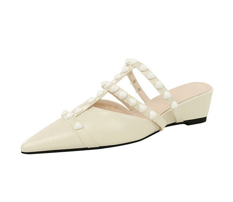 Pearl Chain Bag Head Drag, Comfortable And Versatile Outside Wear, High-end Temperament, One-pedal Women's Shoes_voghion.com
