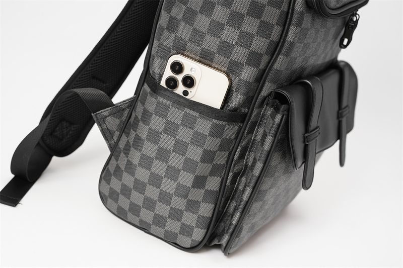 Men's trendy brand minimalist plaid university book computer backpack new model_voghion.com