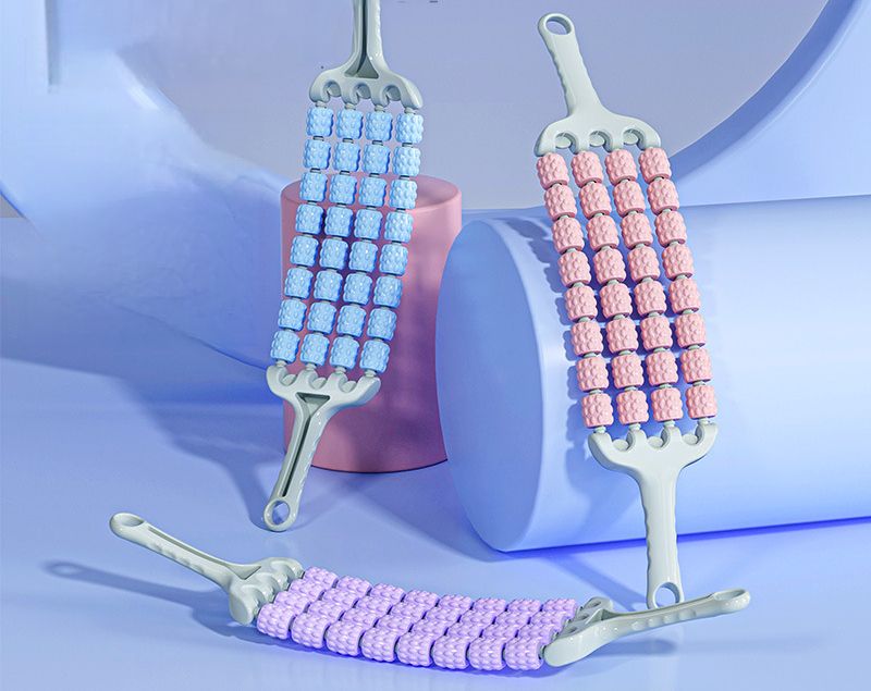 Bastone da massaggio per il rilassamento muscolare, per l'allenamento dell'integrazione sensoriale dei bambini, pieghevole a quattro file, con denti di lupo_voghion.com