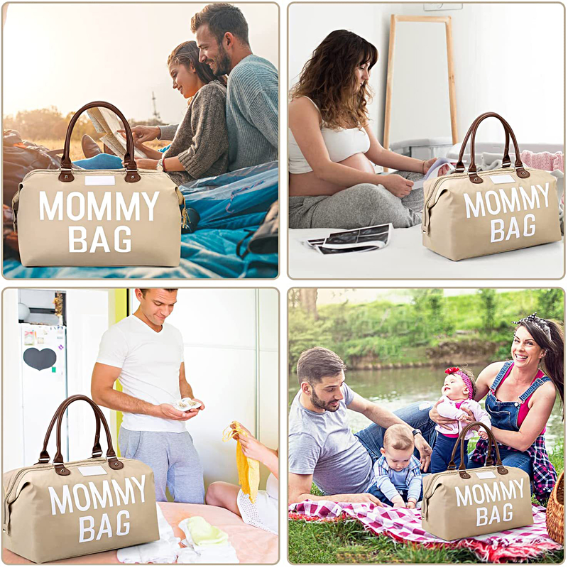 Kjiuyou Diaper Bag Large Capacity Letters Embroidery Double Handle Strap Mommy Hospital Travel Bag For Outdoor_voghion.com