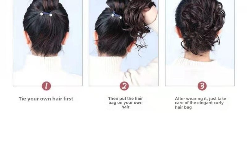 Parrucca europea e americana con coda di cavallo, parrucca da donna, rossa, con treccia a coda di cavallo, volume dei capelli, più coda di cavallo, acconciatura a palla, testa_voghion.com