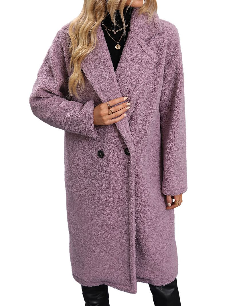 Women's Clothing women's autumn and winter camel coat mid length thickened grainy woolen red coat_voghion.com