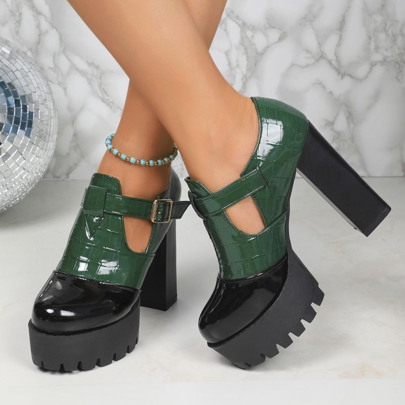 tacco spesso tacchi alti vernice scarpe singole bocca profonda donna nuove suola spessa suola morbida comode scarpe da lavoro testa rotonda scarpe piccole in pelle_voghion.com
