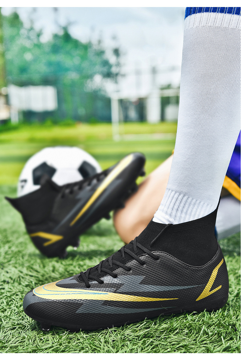 High top Football boot for boys and girls tf broken artificial lawn AG nail leather foot student large size training_voghion.com