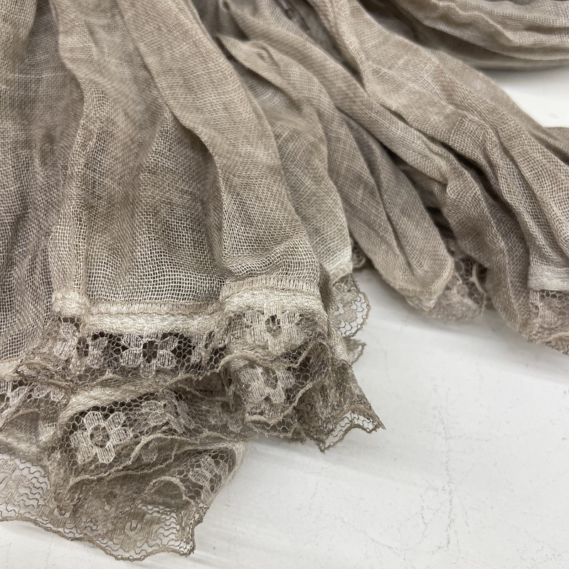Gentle pure color lace lace scarf autumn decorative scarf women fashion everything with cotton shawl_voghion.com