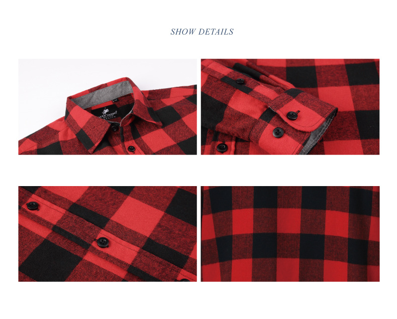 Abbigliamento da uomo Camicia casual da esterno scozzese Camicia da uomo in flanella Camicia ampia_voghion.com