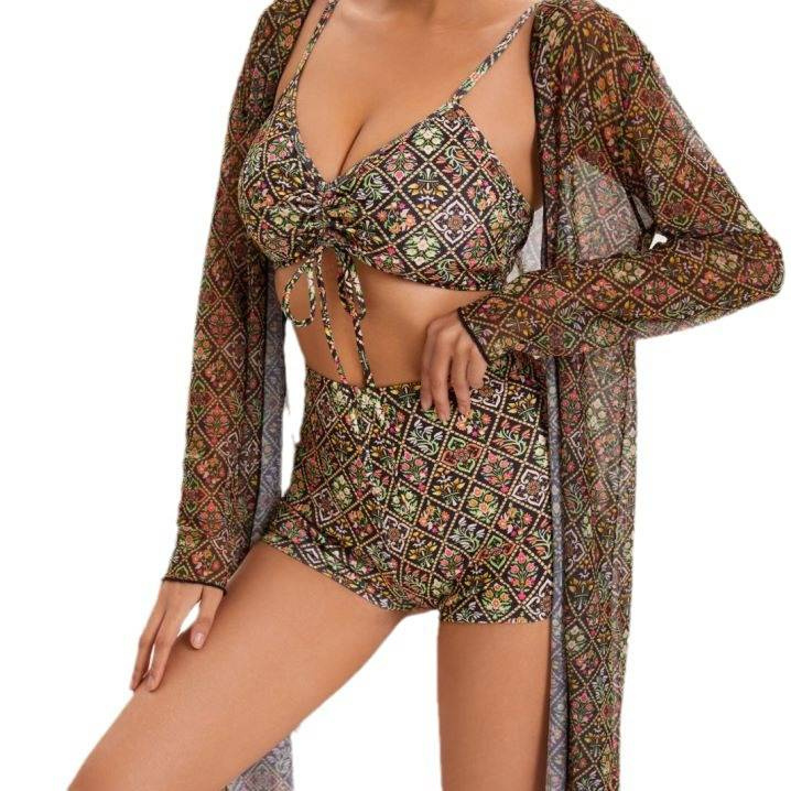 Maillot de bain trois pièces en maille fendue, BIKINI russe Sexy pour femmes, nouvelle collection 2024_voghion.com