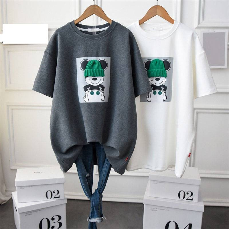 Maglietta estiva da donna, con colletto avvolgente, modello tridimensionale, resistente, di grandi dimensioni, a maniche corte_voghion.com