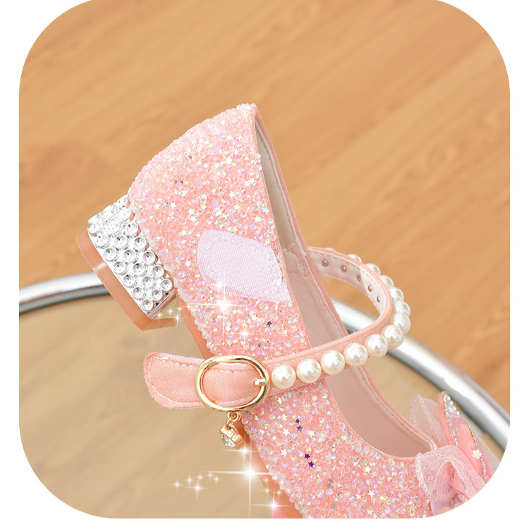 Mädchen hohe ferse schuhe Frühling und herbst neue kleine mädchen glas schuhe prinzessin schuhe glänzende kinder einzelnen schuhe_voghion.com