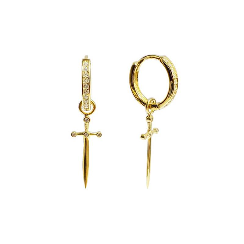 Orecchini a cerchio alla moda con fibbia a forma di croce geometrica in argento S925 da donna_voghion.com