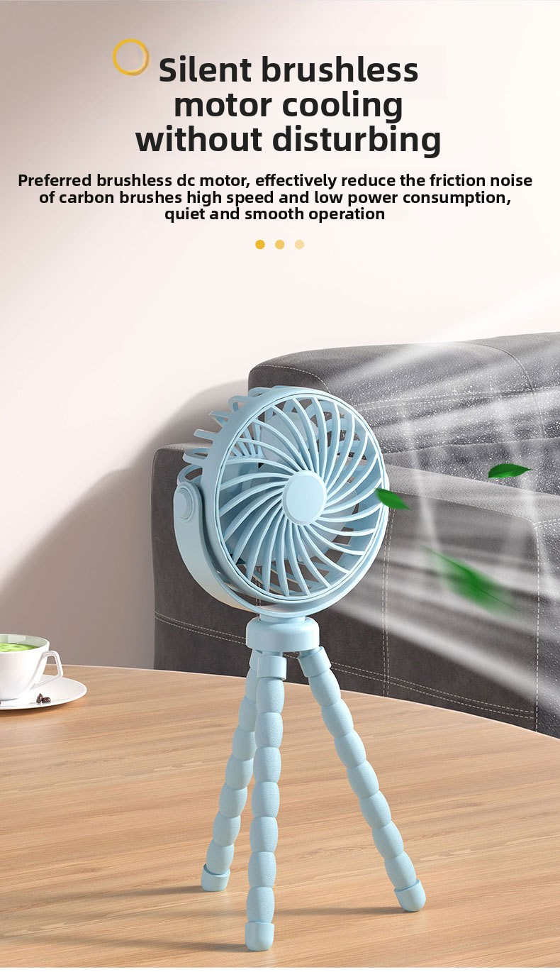 Octopus Mini Fan - 3-in-1 Portable Desk/Handheld/Stroller Fan With 360° Adjustable Stand USB Rechargeable & Ultra Quiet (Foldable 3 Speeds Safe)_voghion.com