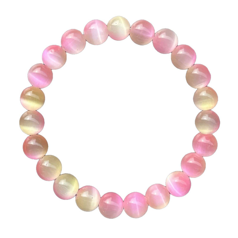 Pink Fashionable Cat's Eye Stone Bracelet For Women, Made By Temu, Popular Item, TK Jewelry Accessory, Xiyin Bracelet_voghion.com
