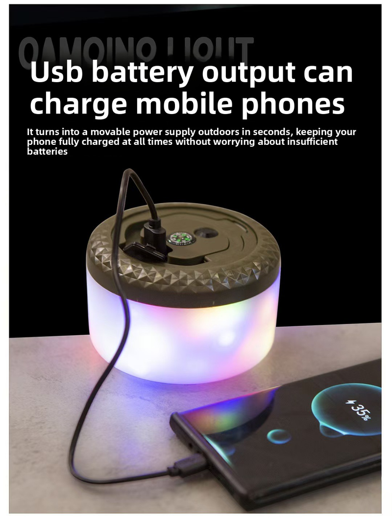 Cordão de luzes de acampamento à prova d'água de 10 m com 100 LEDs, carregamento USB tipo C, armazenamento em carretel IP65, modos quente e colorido para áreas externas, barraca, jardim, festa_voghion.com