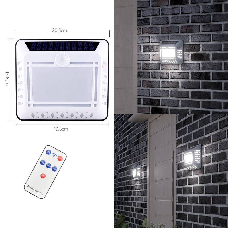 Zonne-wandlamp met afstandsbediening en bewegingssensor, waterdichte buitenverlichting voor terras, tuin en balkon, LED-wandlamp op zonne-energie_voghion.com
