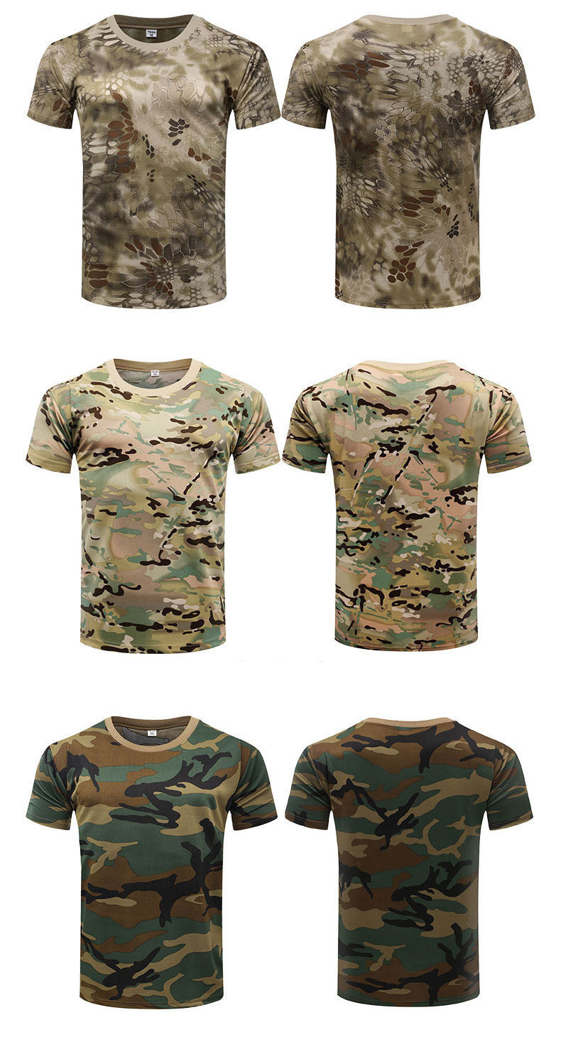 Men's Clothing Quick Drying Camouflage Short Sleeved Men's Round Neck Outdoor Development Physical Training Suit Breathable Tactical T Shirt_voghion.com