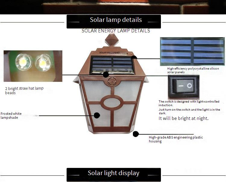 Vintage Hexagon Solar Wall Light - Outdoor Waterproof LED Garden Fence Lamp With Warm/White Light_voghion.com