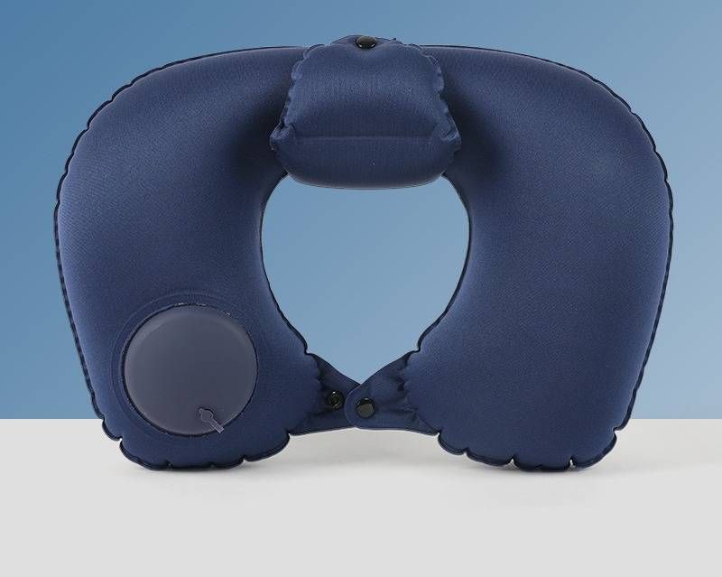 Aufblasbares U-förmiges Nackenkissen für unterwegs – ultraweiche Milchseide und Fleece, tragbar und kompakt mit Aufbewahrungstasche (mehrere Farben und Designs)_voghion.com