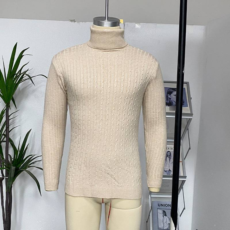Pull col montant coupe slim pour homme - Tricot élégant et confortable pour une tenue décontractée ou habillée_voghion.com