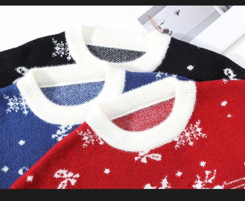 Men’s Casual Knit Sweater – Long Sleeve Crewneck Pullover, Loose Fit, Wrinkle-Resistant (M-4XL, Black/Red/Blue, Machine Washable)_voghion.com