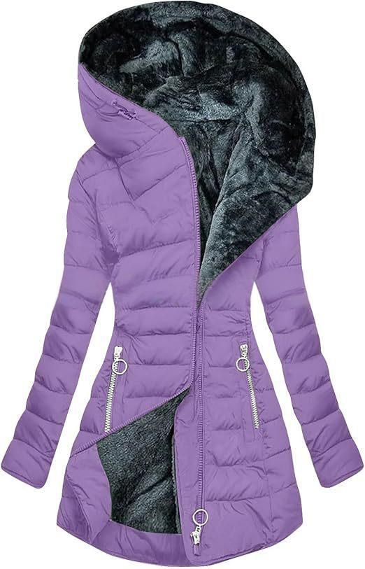 Women's Winter Hooded Parka Coat With Fleece Lining, Slim Fit Long Puffer Jacket, Warm Thickened Polyester Filling, Multiple Colors & Sizes_voghion.com