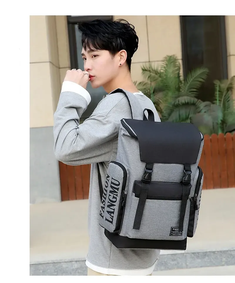 Mode für Männer Einfaches Design Laptop-Rucksack Hochwertiges Nylonmaterial Computertasche_voghion.com