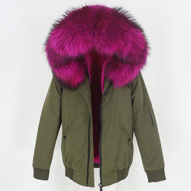 Abbigliamento donna nuovo parka con fodera in pelliccia artificiale ispessita, giacca con collo in pelliccia di volpe vera staccabile, cappotto di pelliccia_voghion.com