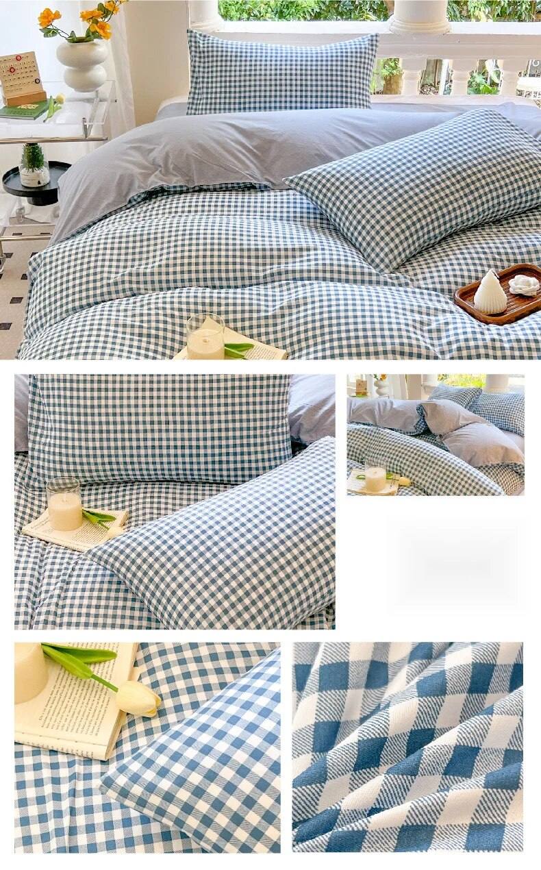 Piccole e fresche quattro lenzuola e copripiumini, dormitorio studentesco primaverile con tre set di biancheria da letto in cartone animato a pezzo unico_voghion.com