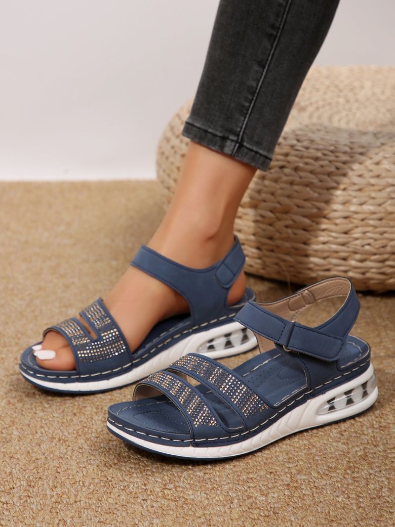 Sandali con zeppa e plateau da donna con plateau e strass con paillettes e cuscino d'aria_voghion.com