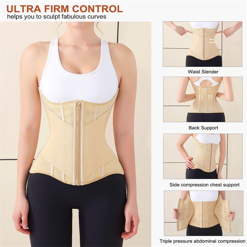 VoleFox Womens Yoga Belt Zipper Waist Trainer For Tummy Control Workout Slimming Waist Cincher For Hourglass Shape_voghion.com