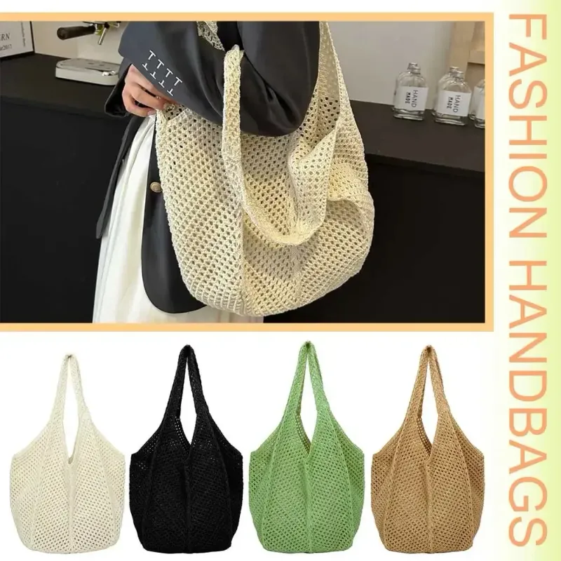 Borsa a tracolla da donna, casual, in paglia e vimini, fatta a mano, grande capacità, estiva, da spiaggia, messenger 250314l_voghion.com