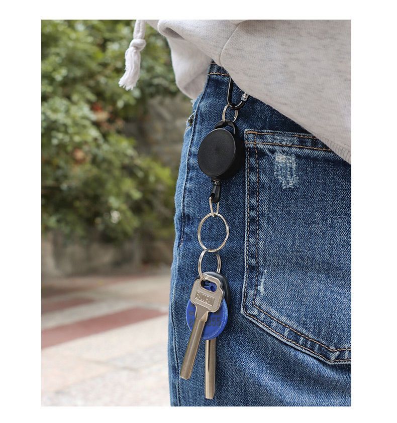 Anti-Lost Anti-Theft Keychain Outdoor Drawstring Buckle ABS Material Round Carabiner Retractable Easy Pull_voghion.com