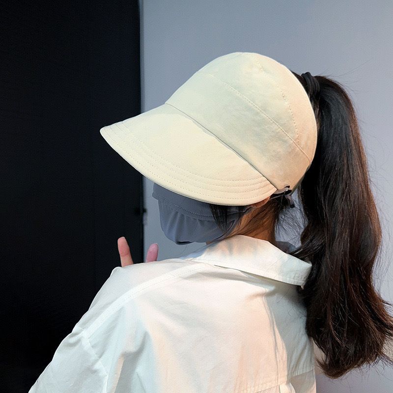 Schnelltrocknendes Sommervisier für Damen, Pferdeschwanz, Abnehmen, Sonnenschutz, Sonnenschirm, Reisemaske, Gesichtsbedeckung, Entenschnabel_voghion.com