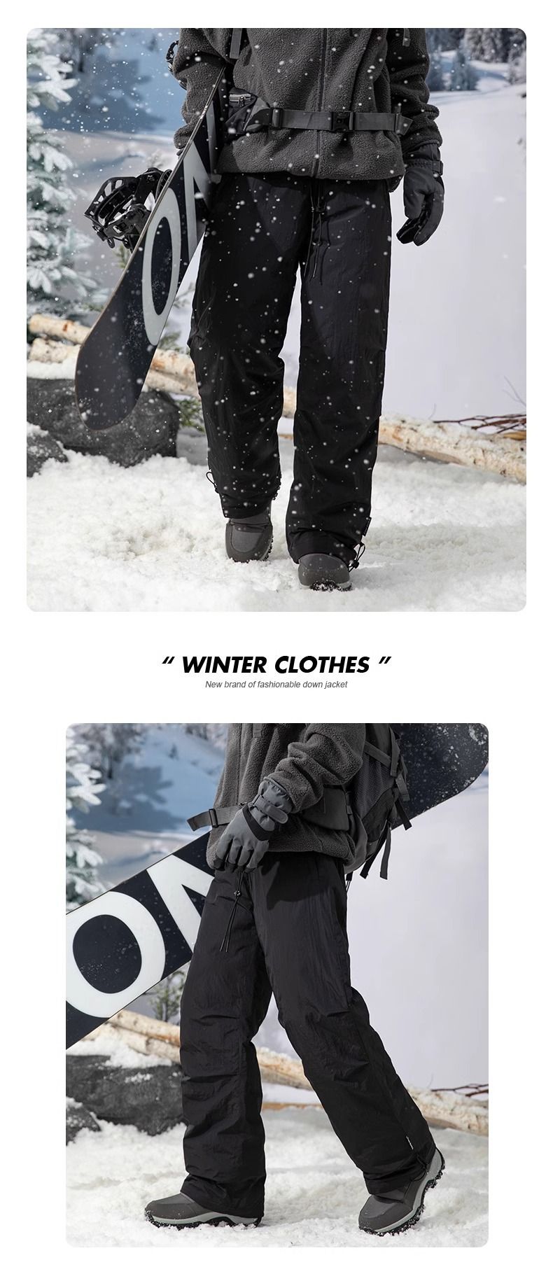 Men’s Mountain Series Duck Down Pants – Winter Outdoor Thermal Trousers With Drawstring Ankle & Plush Lining (Black/Green/Blue/White, Sizes M-2XL)_voghion.com